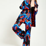 House Of Holland Abstract Print Blazer In Black, Red And Blue