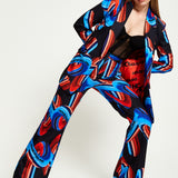 House Of Holland Abstract Print Blazer In Black, Red And Blue