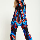 House Of Holland Abstract Print Blazer In Black, Red And Blue