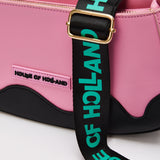 House Of Holland Pink Cross Body Bag With Printed Logo