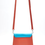 House Of Holland Cross Body Bag In Orange And Blue With A Printed Logo