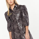 House Of Holland Mini Dress in Grey Wet Look Zebra Stripe