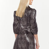 House Of Holland Mini Dress in Grey Wet Look Zebra Stripe