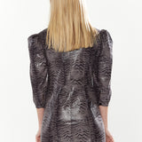 House Of Holland Mini Dress in Grey Wet Look Zebra Stripe