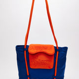 House Of Holland Tote Bag With Quilted Logo In Orange And Royal Blue