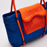 House Of Holland Tote Bag With Quilted Logo In Orange And Royal Blue