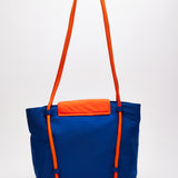 House Of Holland Tote Bag With Quilted Logo In Orange And Royal Blue