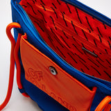 House Of Holland Tote Bag With Quilted Logo In Orange And Royal Blue