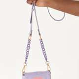 House Of Holland Small Cross Body Bag In Purple With A Chain Detail Strap And Printed Logo