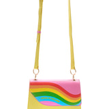 House Of Holland Cross Body Bag In Yellow With A Rainbow Print Flap