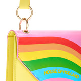 House Of Holland Cross Body Bag In Yellow With A Rainbow Print Flap
