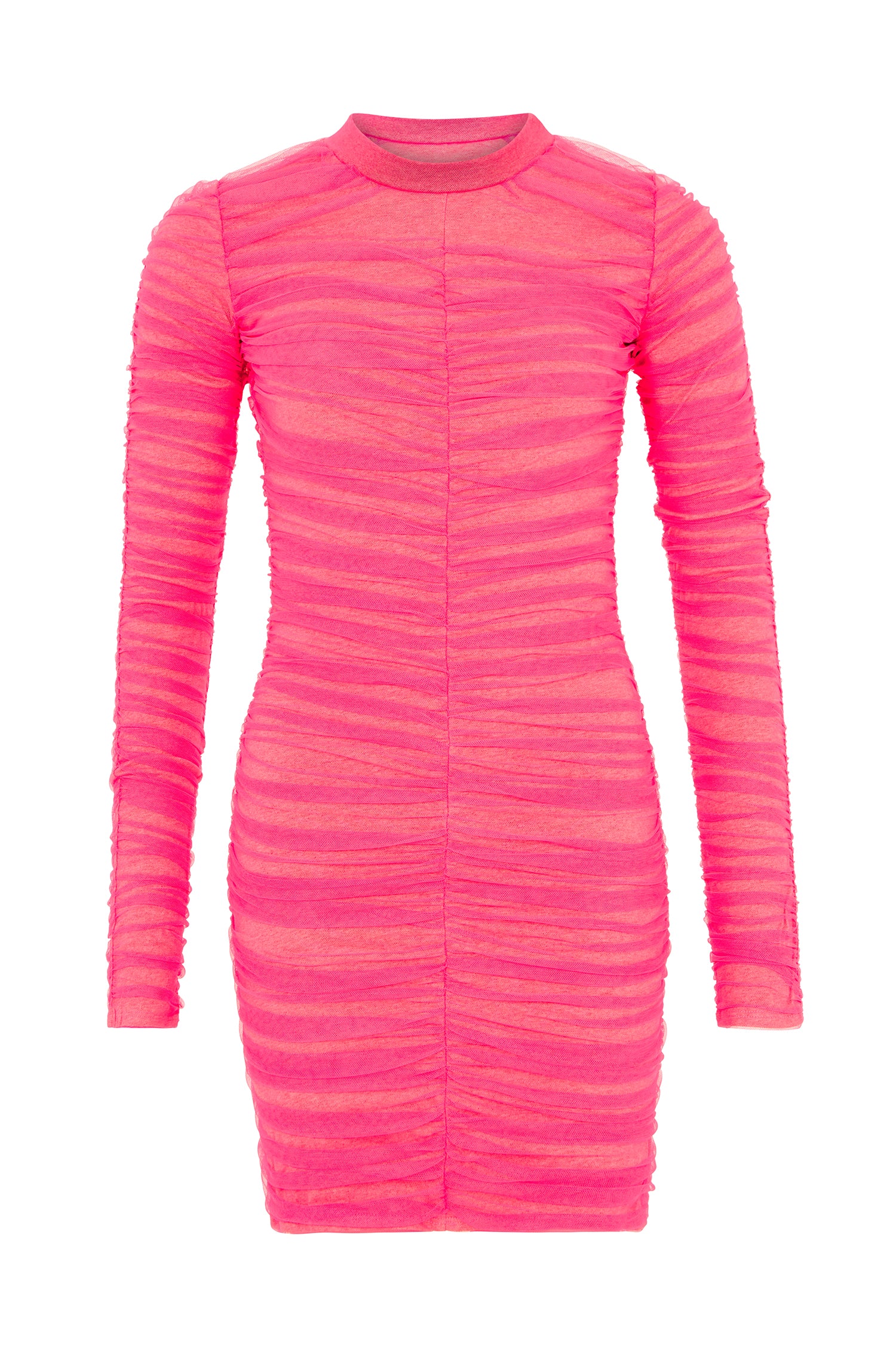 Gathered Tulle Mini Dress (Vivid Pink) by House of Holland