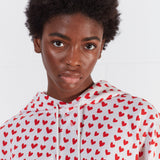 House Of Holland Merino Wool Red And White Heart Print Hoodie