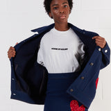 House of Holland White HOH Oversized Embroidered Tee