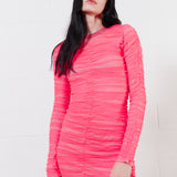 House of Holland Gathered Tulle Mini Dress (Vivid Pink)