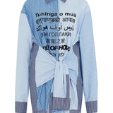 House of Holland Blue Multi-Lingual Stripe Shirt