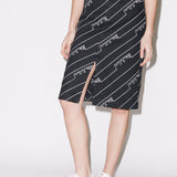 House of Holland Black Monogram Denim Skirt