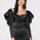 House of Holland Volume Sleeve Satin Mini Dress