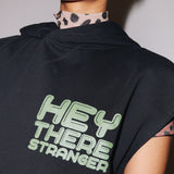 House of Holland 'Hey There' Longline Sleeveless Hoodie