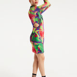 House Of Holland Abstract Multicolour Print Mini Dress With Cut Out Details