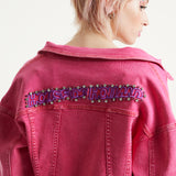 House of Holland Oversized Hot Pink Denim Jacket With Studs