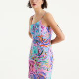 House Of Holland Heart Printed Jersey Mini Dress With Cut Out Details in Pink