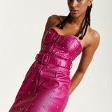 House of Holland Hot Pink Denim Dress With Stud Details