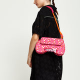 House Of Holland Saddle Pink Flame Bag With Quilted Logo