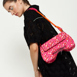 House Of Holland Saddle Pink Flame Bag With Quilted Logo