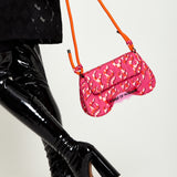 House Of Holland Saddle Pink Flame Bag With Quilted Logo