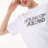 House Of Holland Unisex White T-Shirt With Shimmer Rainbow Transfer Print