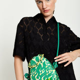 House Of Holland Mint Green Flame Bag With Quilted Logo And Chain Detail