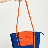 House Of Holland Tote Bag With Quilted Logo In Orange And Royal Blue