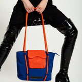 House Of Holland Tote Bag With Quilted Logo In Orange And Royal Blue