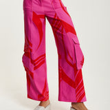House of Holland Pink and Red Cargo Pants With Side Pockets