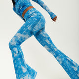 House Of Holland Denim Print Flare Trousers