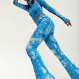 House Of Holland Denim Print Flare Trousers