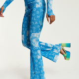 House Of Holland Denim Print Flare Trousers