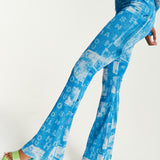 House Of Holland Denim Print Flare Trousers