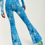 House Of Holland Denim Print Flare Trousers