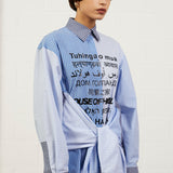 House of Holland Blue Multi-Lingual Stripe Shirt