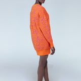 House of Holland Jacquard Duo Jumper Dress in Orange & Pink