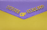 House Of Holland Cross Body Bag In Purple And Yellow With A Chain Detail Strap And Printed Logo