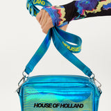 House of Holland Cyber Wave Blue Metallic Crossbody Bag