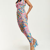 House of Holland Pink Maxi Dress With Multicolour Rainbow Print