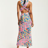 House of Holland Pink Maxi Dress With Multicolour Rainbow Print