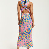 House of Holland Pink Maxi Dress With Multicolour Rainbow Print