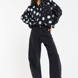 Polka Dot Relaxed Blouse in Black