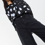Polka Dot Relaxed Blouse in Black