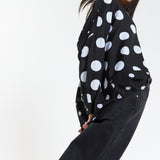 Polka Dot Relaxed Blouse in Black